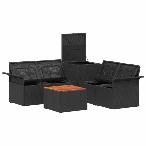Zestaw Sof 6 pcs 4-Liczba miejsc Czarny i niebieski