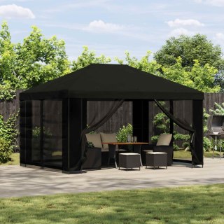 VidaXL Altana z bokami 4 × 3 m Czarny Poliester i Stal 190 gsm