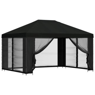 VidaXL Altana z bokami 4 × 3 m Czarny Poliester i Stal 190 gsm