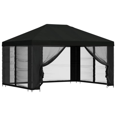 Altana z bokami 4 × 3 m Czarny Poliester i Stal 190 gsm