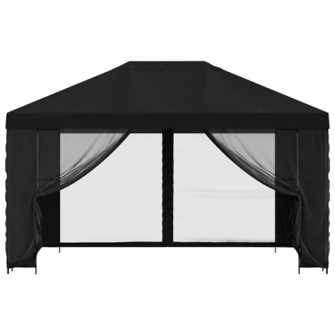 Altana z bokami 4 × 3 m Czarny Poliester i Stal 190 gsm