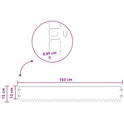 Krawężnik do trawnika 30 pcs 103 x 15 cm Stal srebrny