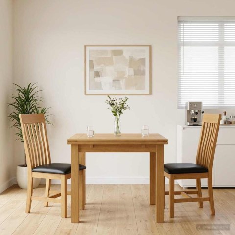 Krzesło jadalniane 2 pcs Dąb lite Czarny 45 x 59,5 x 100 cm