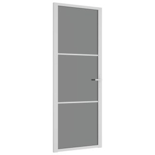 Drzwi wewnętrzne, 76x201,5 cm, białe, szkło ESG i aluminium