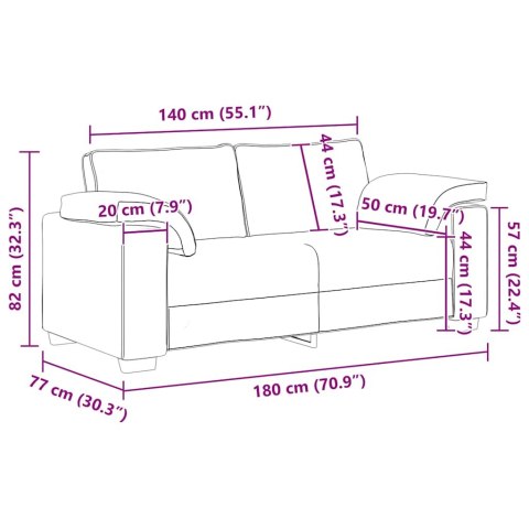 Sofa dwuosobowa Jasnoszara 180x77x82 cm Aksamit