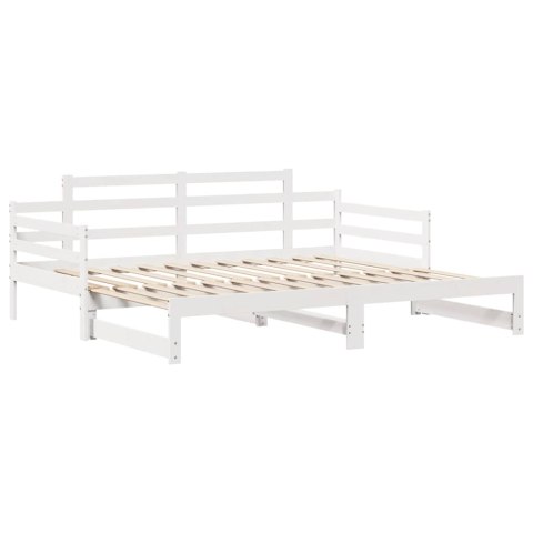 Sofa rozsuwana z szufladami, bez materaca, białe, 90x200 cm