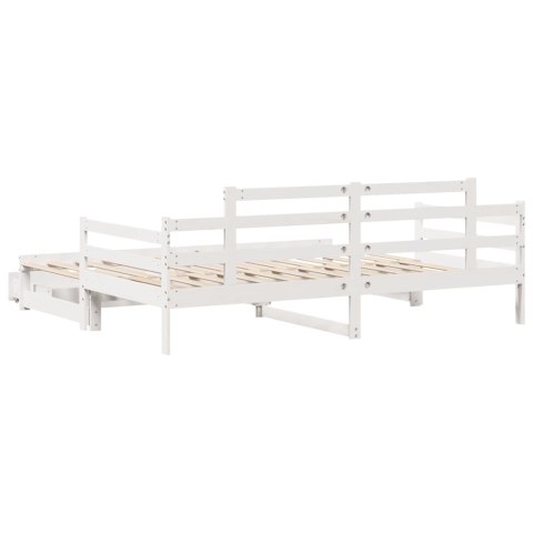Sofa rozsuwana z szufladami, bez materaca, białe, 90x200 cm