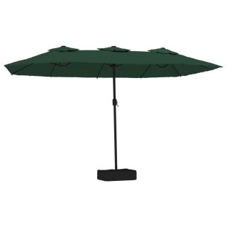 VidaXL Podwójny parasol ogrodowy z LED, zielony, 449x265 cm