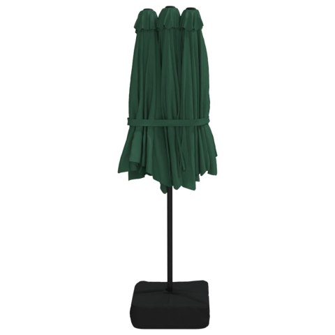 Podwójny parasol ogrodowy z LED, zielony, 449x265 cm