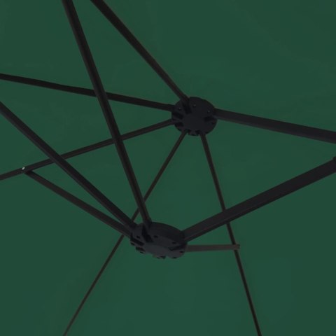 Podwójny parasol ogrodowy z LED, zielony, 449x265 cm