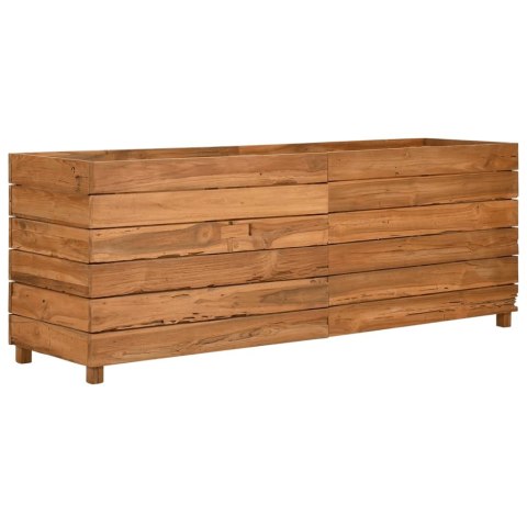 Podwyższona donica 150x40x55 cm drewno tekowe z recyklingu/stal
