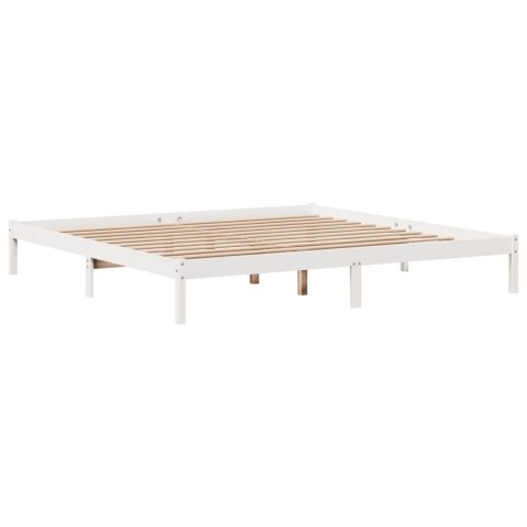 Łóżko bez materaca, białe, 200x200 cm, lite drewno sosnowe