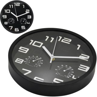 ZEGAR ŚCIENNY 25CM Z TERMOMETREM CZARNY