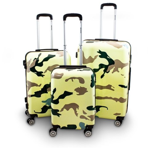 ZESTAW WALIZEK PODRÓŻNYCH 3 SZT BERWIN CAMOUFLAGE ZIELONE XL+L+M