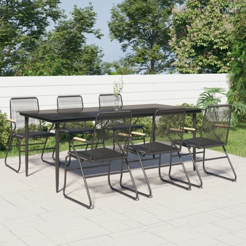7-częściowy zestaw mebli ogrodowych, czarny, rattan PVC