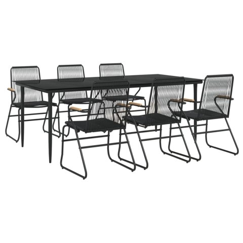 7-częściowy zestaw mebli ogrodowych, czarny, rattan PVC
