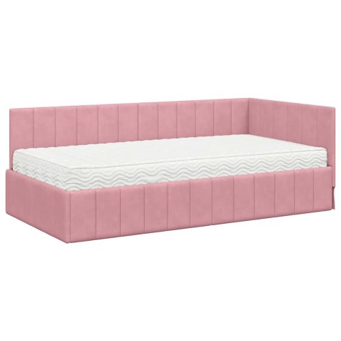 Rama Łóżka Narożnego z Materacem 2 pcs Szary Aksamit