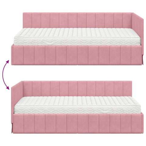 Rama Łóżka Narożnego z Materacem 2 pcs Szary Aksamit