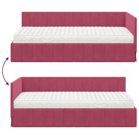 Rama Łóżka Narożnego z Materacem 2 pcs Zielony Aksamit