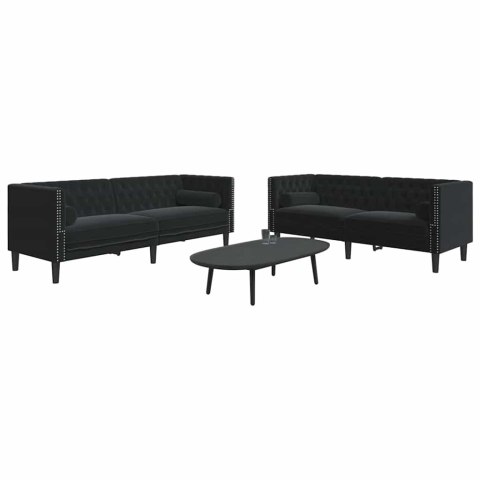 Sofa do salonu 2 pcs Czarny 194 x 74,5 x 70,5 cm Aksamit