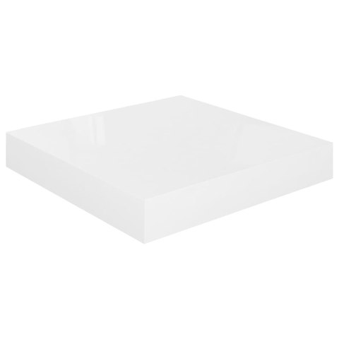 Półki ścienne, 2 szt., białe, wysoki połysk, 23x23,5x3,8cm, MDF