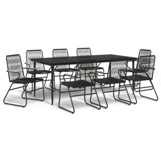 9-częściowy zestaw mebli ogrodowych, czarny, rattan PVC