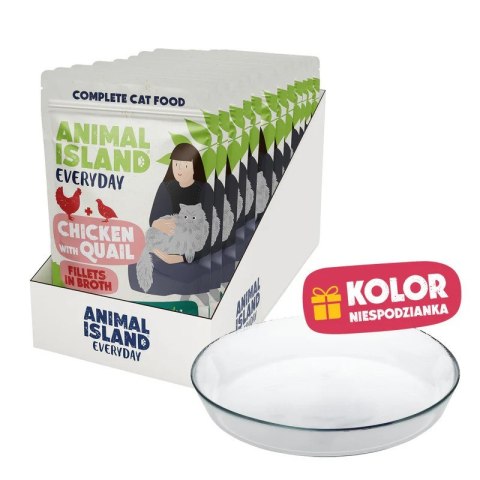 ANIMAL ISLAND kurczak z przepiórką 12x85g+talerzyk