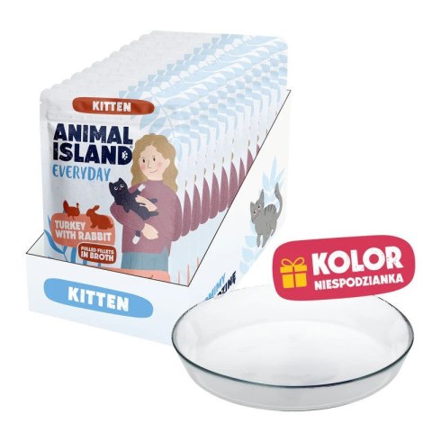 ANIMAL ISLAND Kitten indyk,królik 12x85g+talerzyk