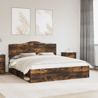 VidaXL Ramka łóżka Dąb wędzony 200 x 200 cm Lite drewno sosnowe