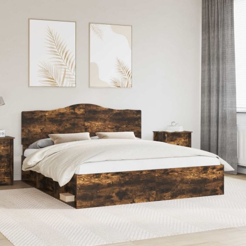 Ramka łóżka Dąb wędzony 200 x 200 cm Lite drewno sosnowe