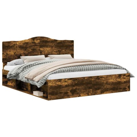 Ramka łóżka Dąb wędzony 200 x 200 cm Lite drewno sosnowe