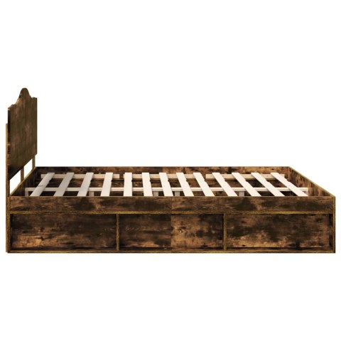 Ramka łóżka Dąb wędzony 200 x 200 cm Lite drewno sosnowe