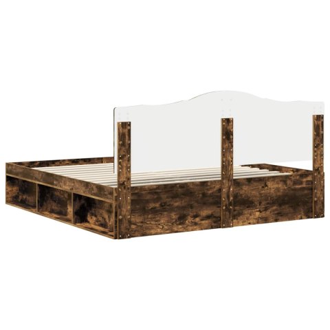 Ramka łóżka Dąb wędzony 200 x 200 cm Lite drewno sosnowe