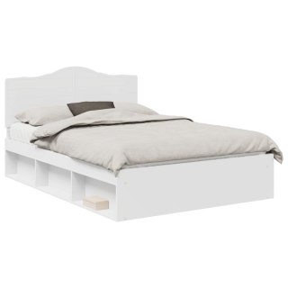 VidaXL Ramka łóżka Z zagłówkiem Biały 140 x 190 cm Lite drewno sosnowe