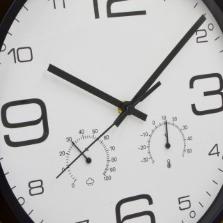 ZEGAR ŚCIENNY 30CM Z TERMOMENTREM CZARNY