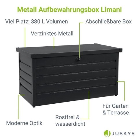 Metalowa skrzynia ogrodowa 380 l - czarna
