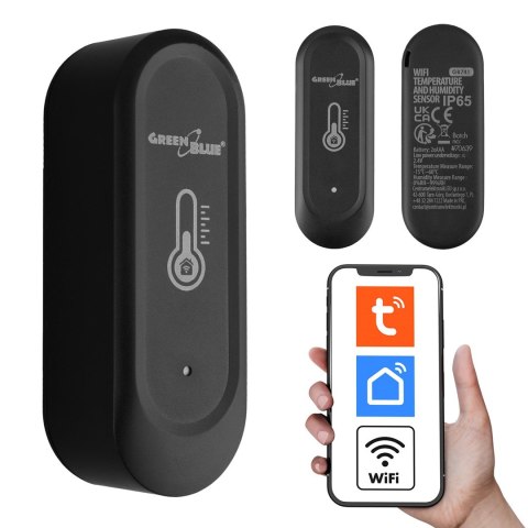 GREENBLUE ZEWNĘTRZNY CZUJNIK TEMPERATURY I WILGOTNOŚCI WIFI, ANDROID/IOS, 3.0V DC, LR03X2, IP65 GB741