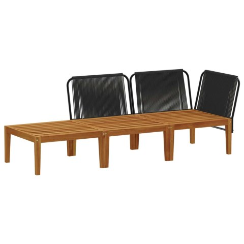 3 pcs Solidne drewno akacjowe i lina naturalny