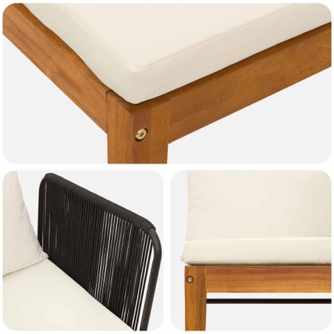 3 pcs Solidne drewno akacjowe i lina naturalny