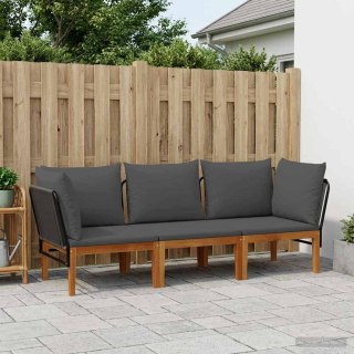 3 pcs Solidne drewno akacjowe i lina naturalny
