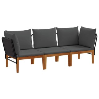 3 pcs Solidne drewno akacjowe i lina naturalny