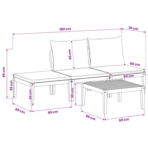 4 pcs Solidne drewno akacjowe i lina naturalny
