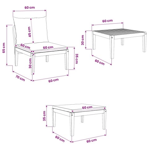 4 pcs Solidne drewno akacjowe i lina naturalny