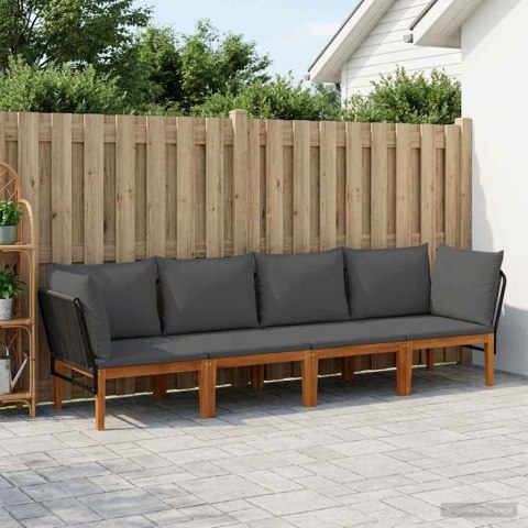 4 pcs Solidne drewno akacjowe i lina naturalny