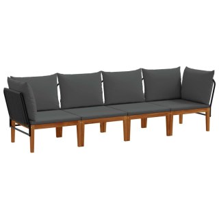 4 pcs Solidne drewno akacjowe i lina naturalny