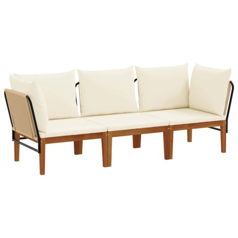 3 pcs Solidne drewno akacjowe i lina naturalny