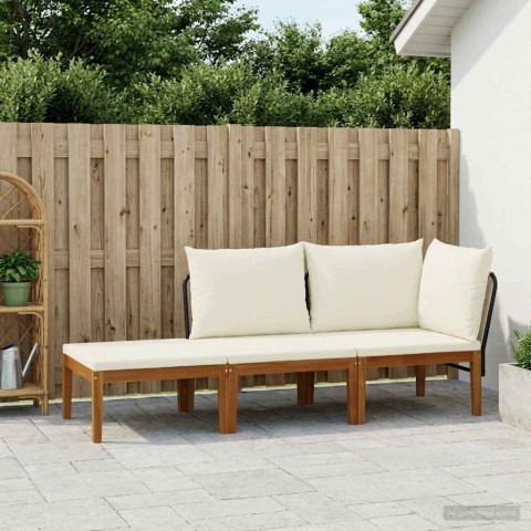 3 pcs Solidne drewno akacjowe i lina naturalny