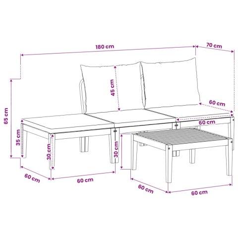 4 pcs Solidne drewno akacjowe i lina naturalny