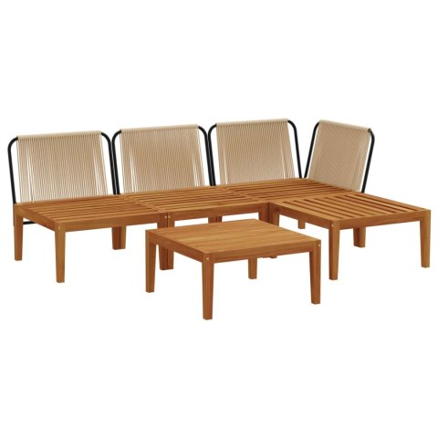 5 pcs Solidne drewno akacjowe i lina naturalny