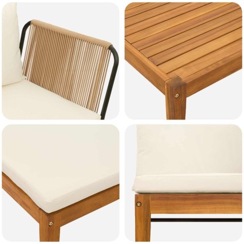 5 pcs Solidne drewno akacjowe i lina naturalny